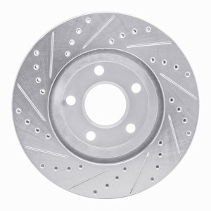Buick Park Avenue Brake Rotor (1) - Front Right - R1 Concepts - Drilled & Slotted - Silver - 2005